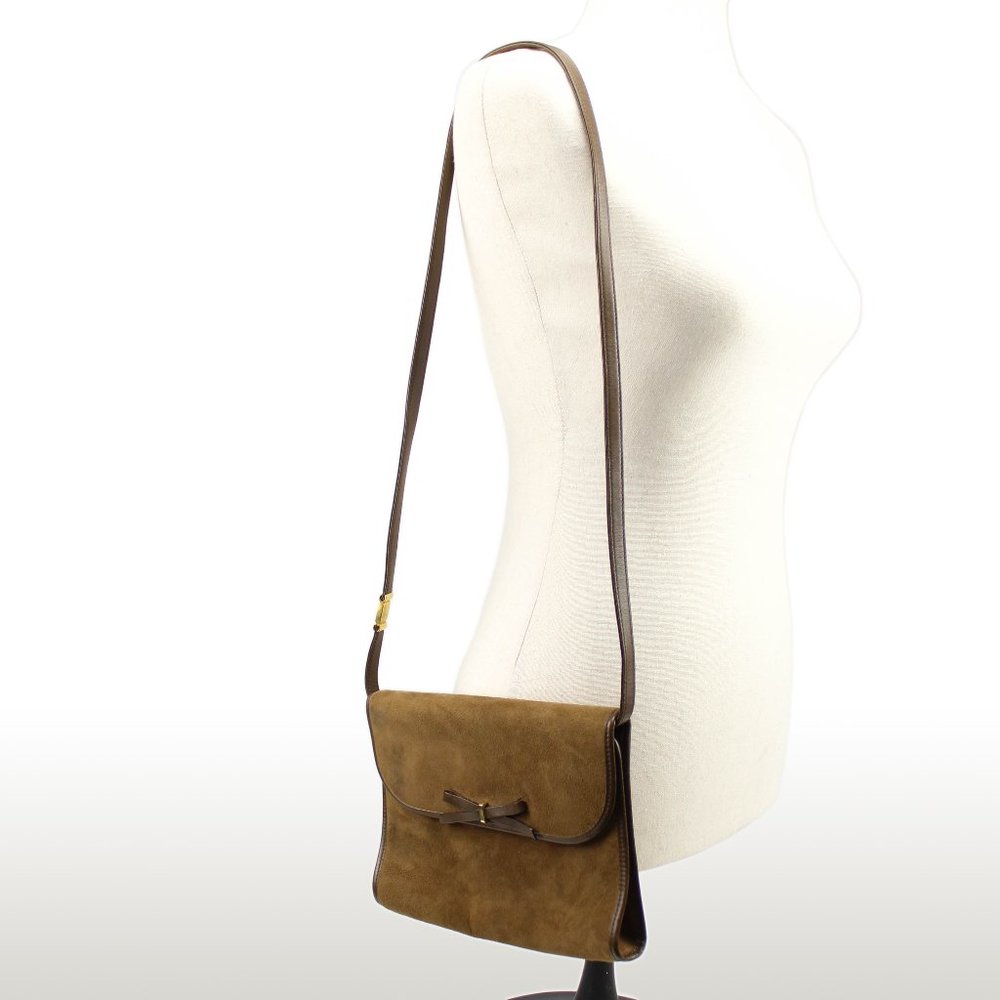 Vintage Christian Dior Amber Suede Leather Strap Small Shoulder Bag Purse France